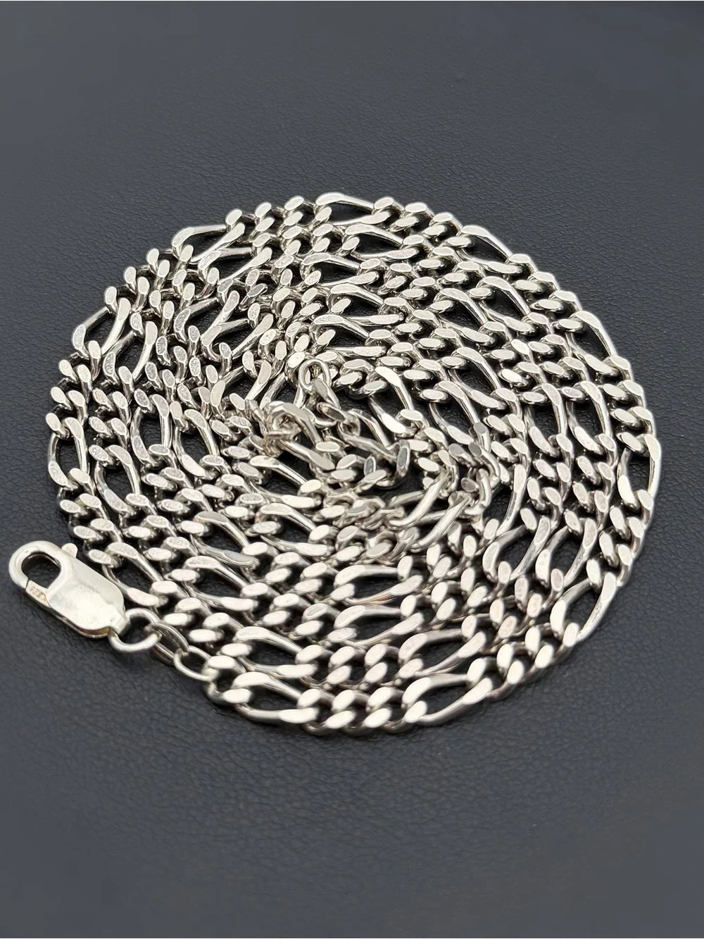 Italy 925 Sterling Silver solid Figaro Chain Necklace 30” 4mm